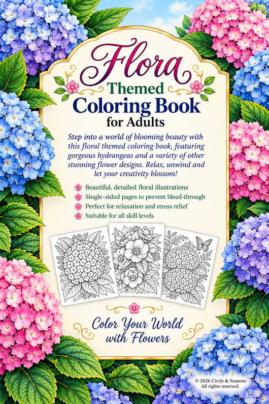 Flora Themed Coloring Book for Adults (Digital E-Book)