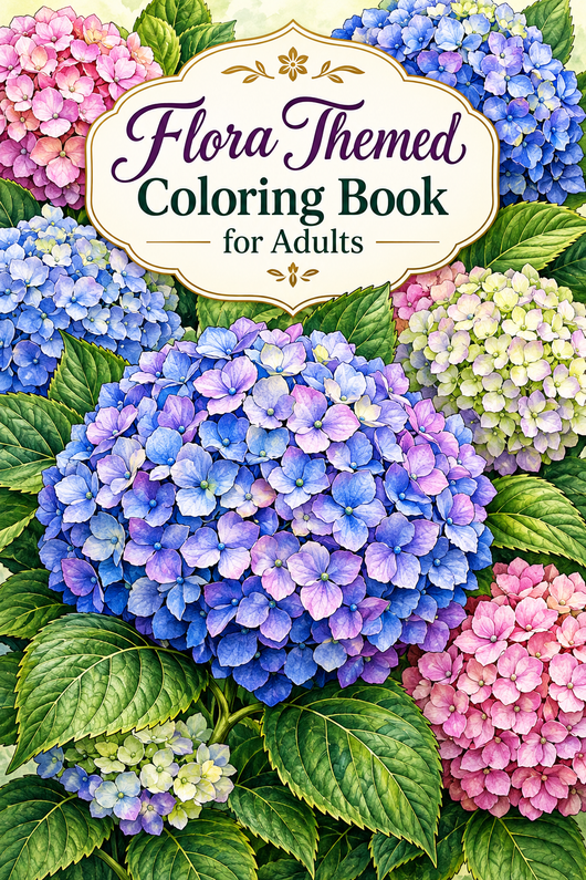 Flora Themed Coloring Book for Adults (Digital E-Book)