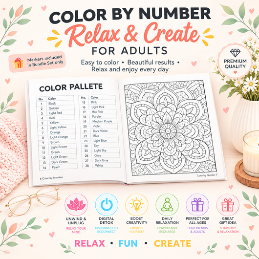 Color By Numbers: Relax & Create for Adults